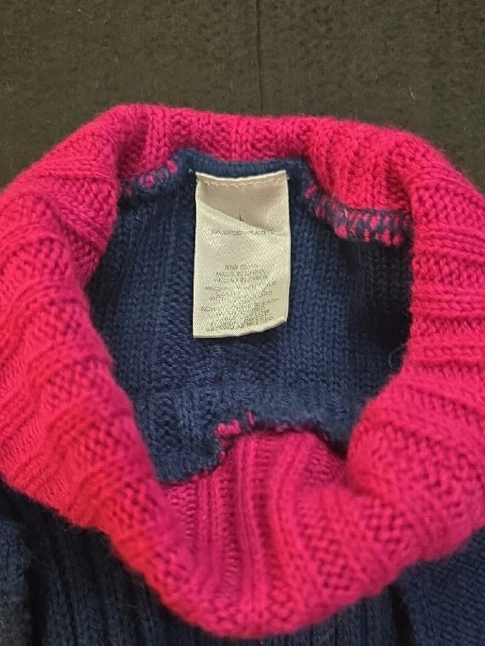 Navy & Pink Striped Cable-Knit Dog Sweater #694
